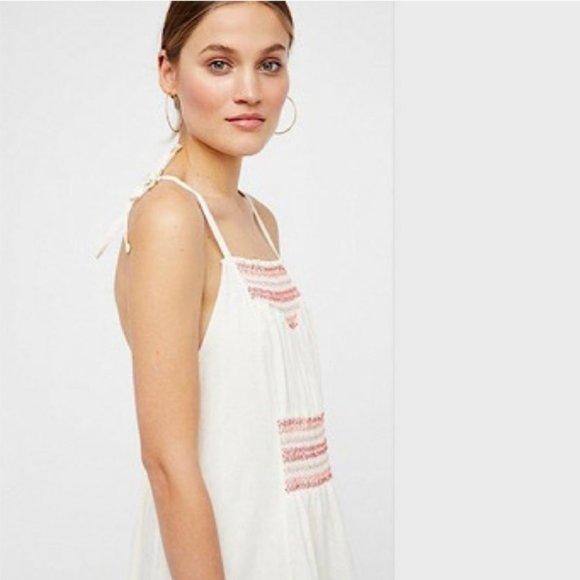 Free People Another Love Embroidered Linen Midi Dress, Size L, NWT - Picture 9 of 12